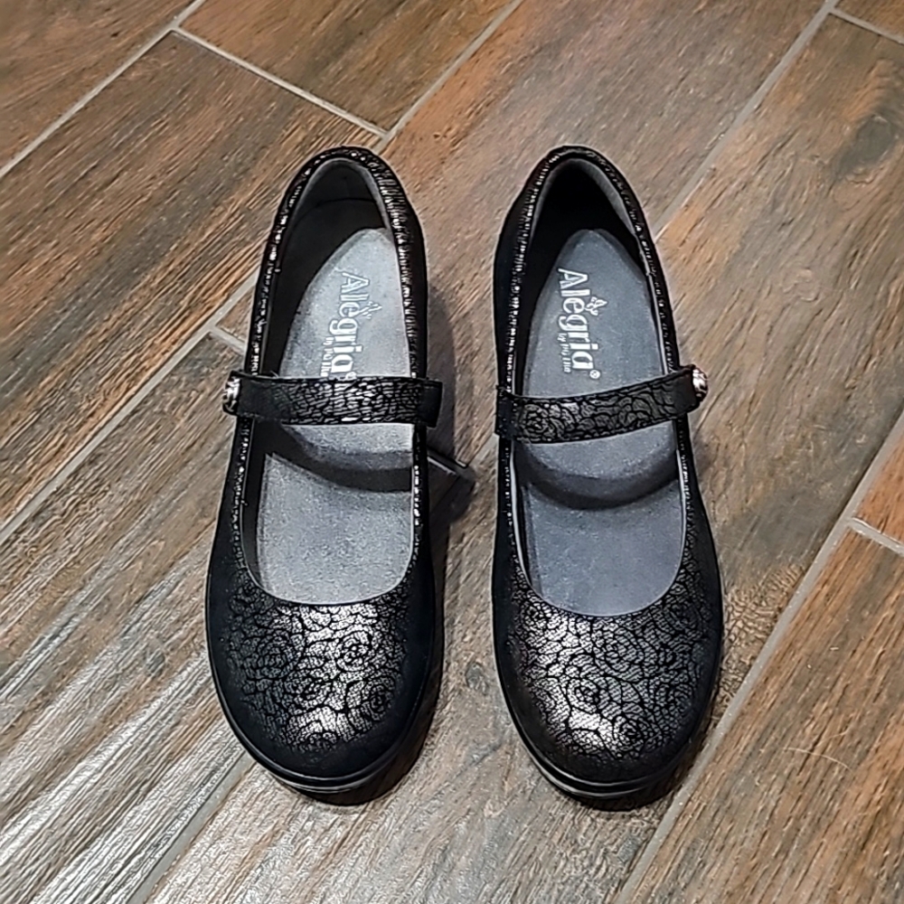 Alegria Flair Pewter Florette Career Fashion Shoe Women's 9